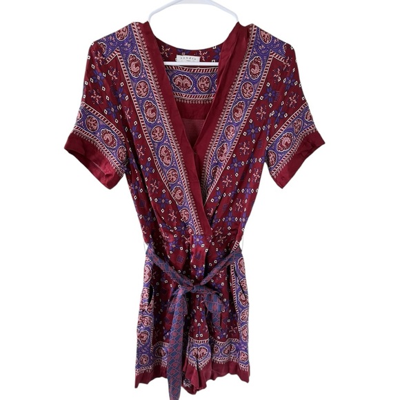 Sandro Paris Dilone Wrap-Effect Printed Voile Playsuit - Picture 3 of 11